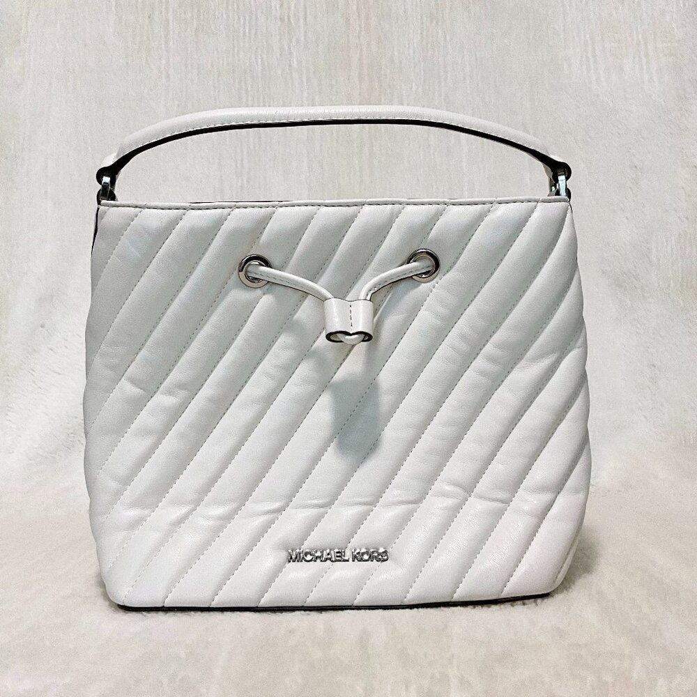 Michael Kors Small Quilted Crossbody White Bag